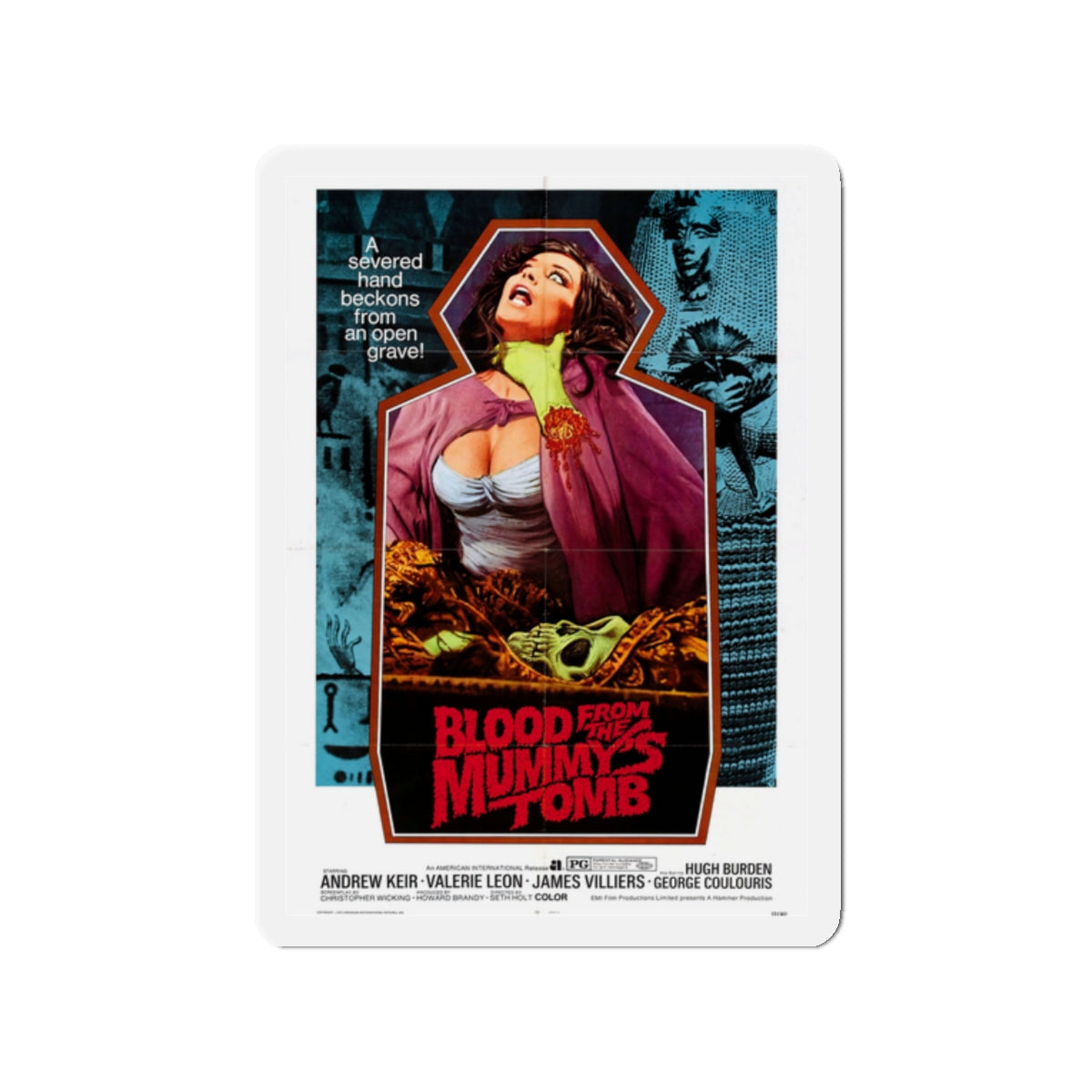 BLOOD FROM THE MUMMY'S TOMB 1971 Movie Poster - Die-Cut Magnet-2" x 2"-The Sticker Space