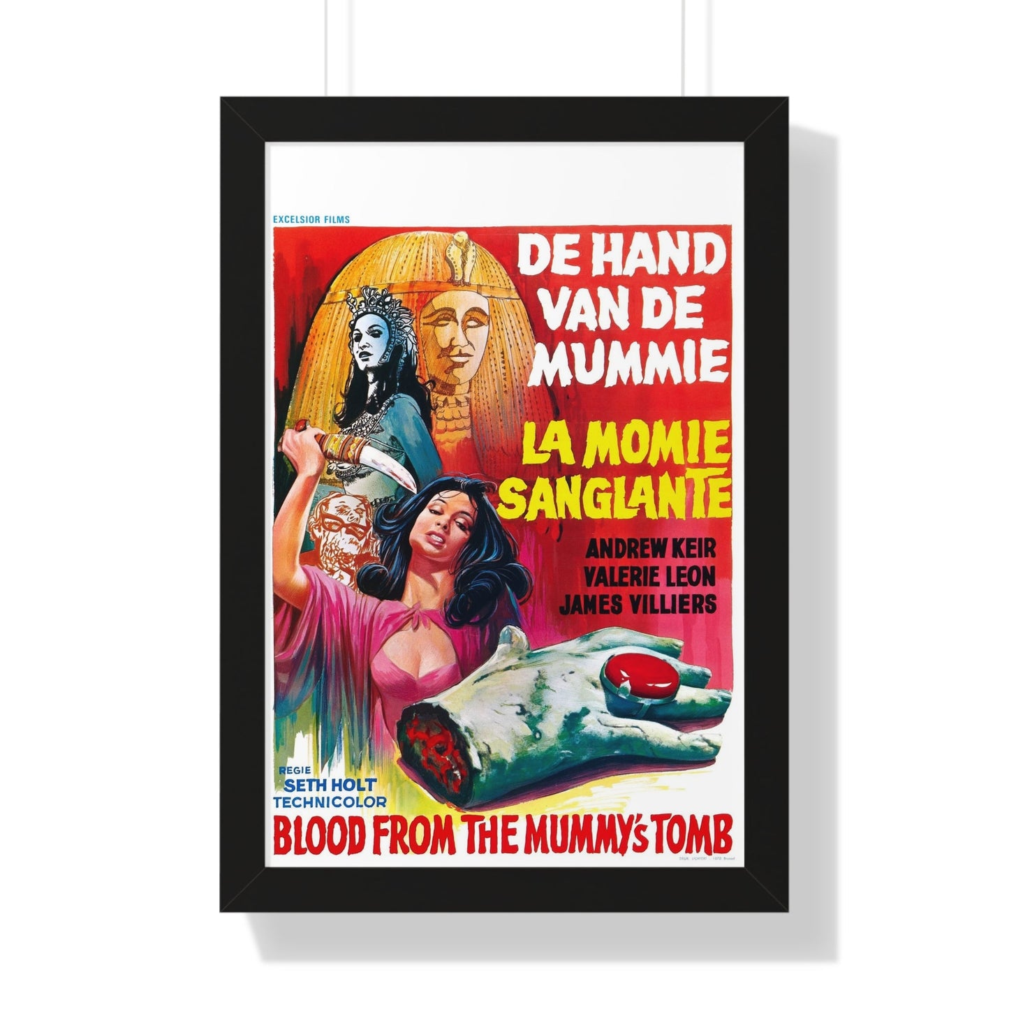 BLOOD FROM THE MUMMY'S TOMB (BELGIAN) 1971 - Framed Movie Poster-16″ x 24″-The Sticker Space