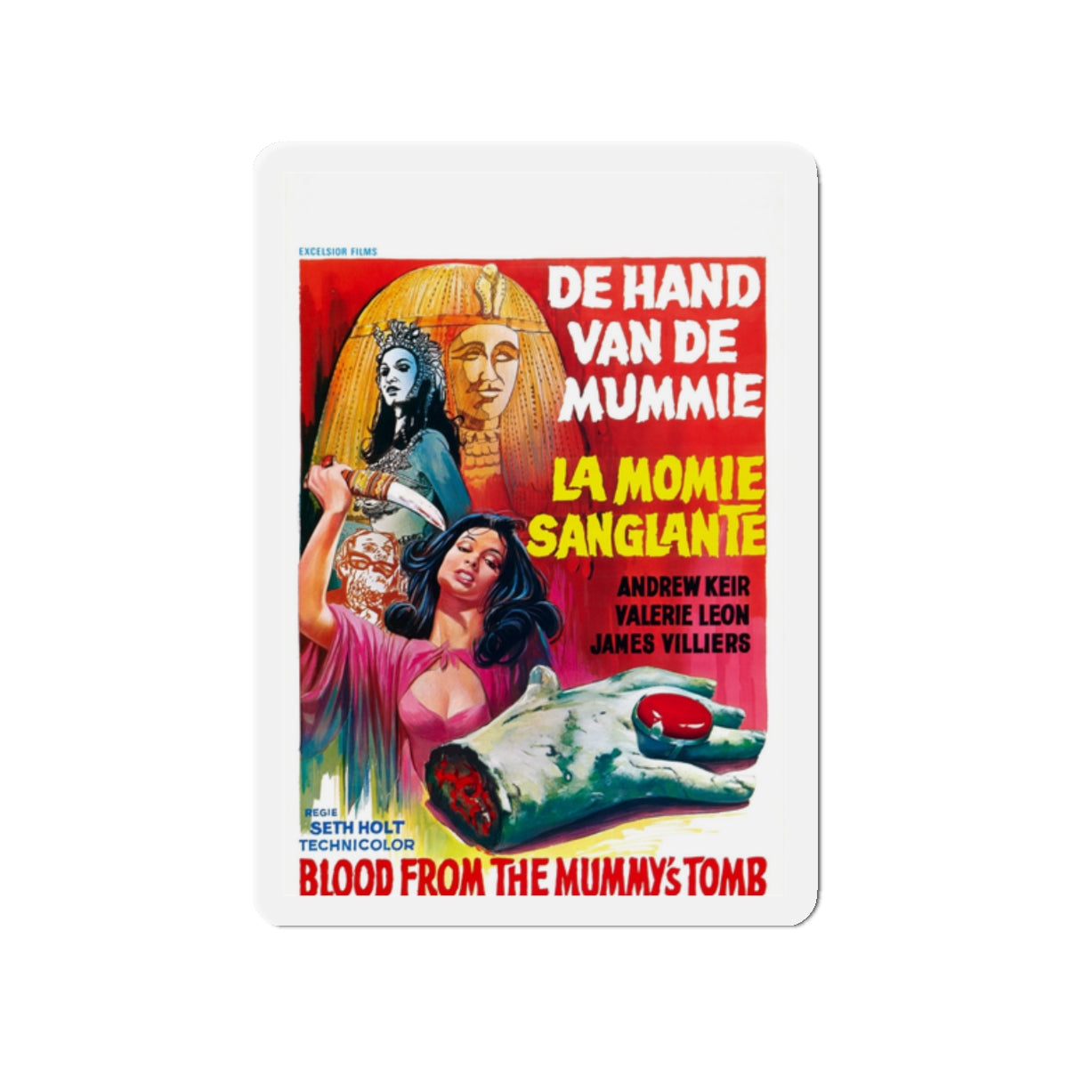 BLOOD FROM THE MUMMY'S TOMB (BELGIAN) 1971 Movie Poster - Die-Cut Magnet-2" x 2"-The Sticker Space