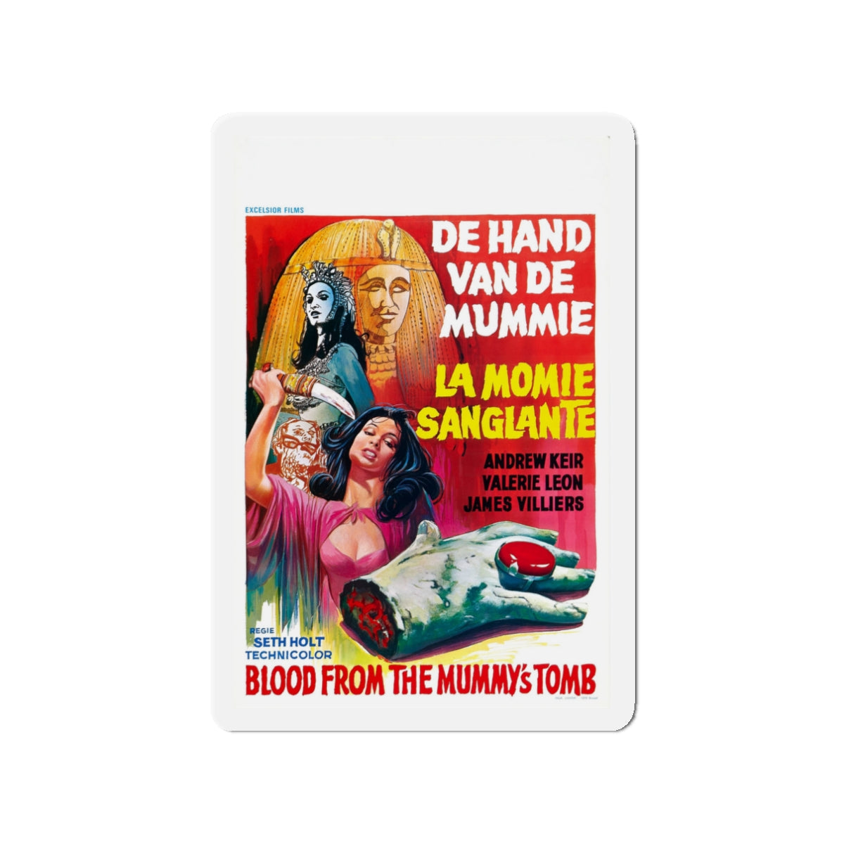 BLOOD FROM THE MUMMY'S TOMB (BELGIAN) 1971 Movie Poster - Die-Cut Magnet-3" x 3"-The Sticker Space