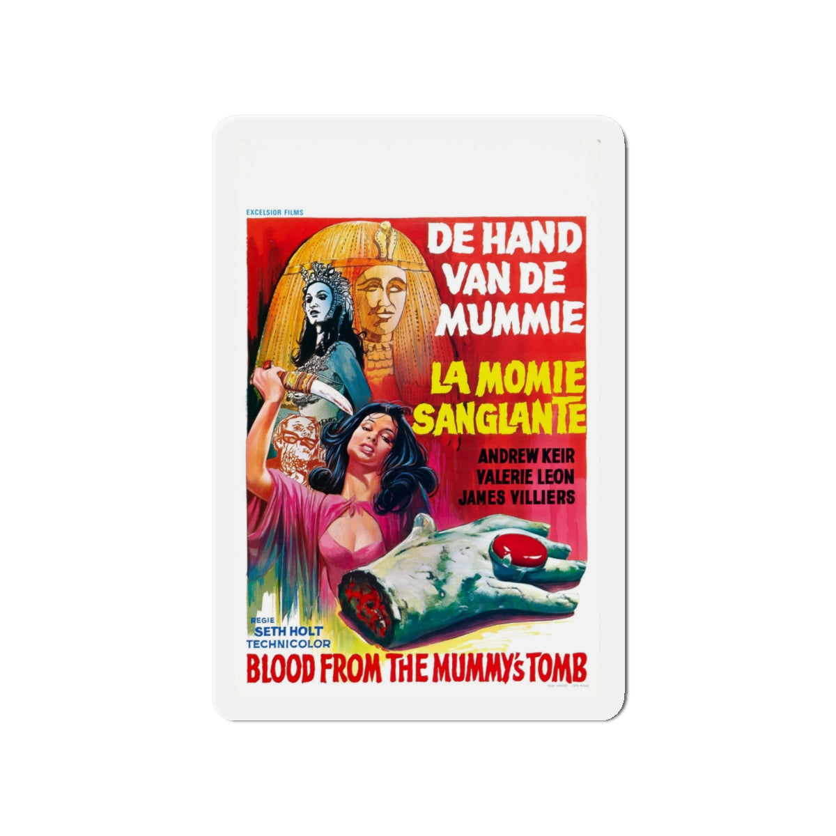 BLOOD FROM THE MUMMY'S TOMB (BELGIAN) 1971 Movie Poster - Die-Cut Magnet-4" x 4"-The Sticker Space