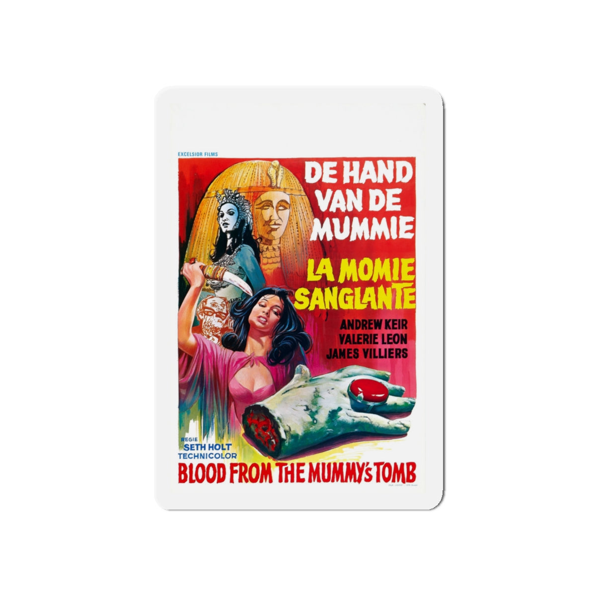 BLOOD FROM THE MUMMY'S TOMB (BELGIAN) 1971 Movie Poster - Die-Cut Magnet-5" x 5"-The Sticker Space