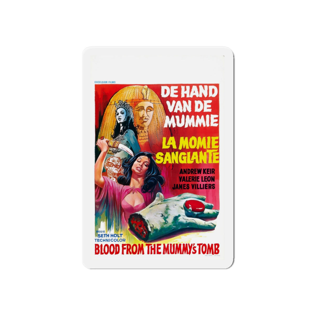 BLOOD FROM THE MUMMY'S TOMB (BELGIAN) 1971 Movie Poster - Die-Cut Magnet-6 × 6"-The Sticker Space