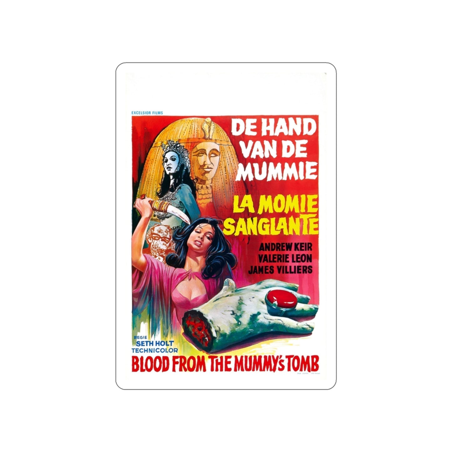 BLOOD FROM THE MUMMY'S TOMB (BELGIAN) 1971 Movie Poster STICKER Vinyl Die-Cut Decal-3 Inch-The Sticker Space