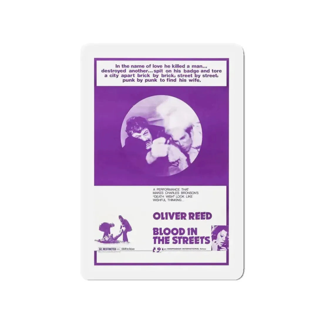 BLOOD IN THE STREETS 1973 Movie Poster - Refrigerator Magnet 3 Inch - The Sticker Space