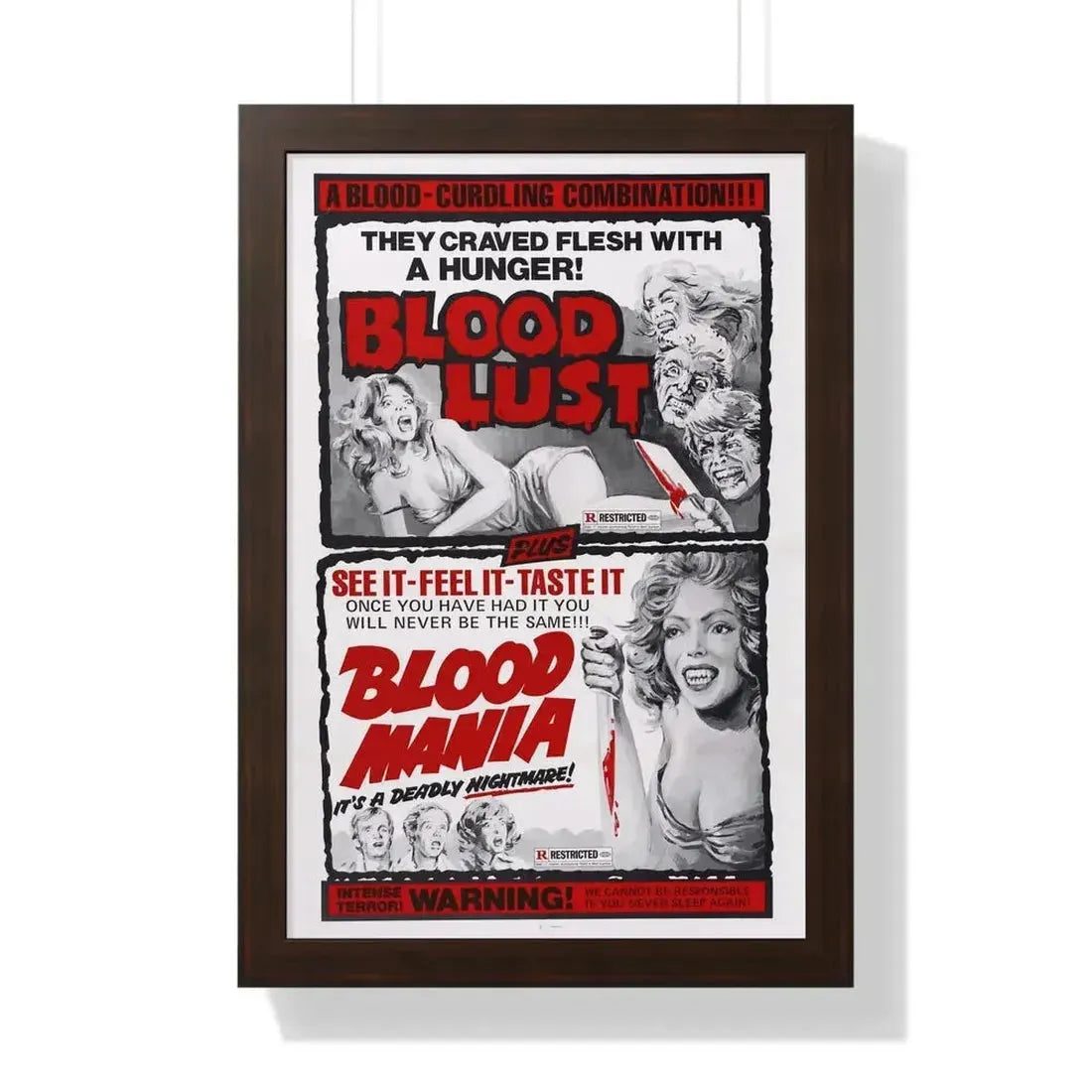 BLOOD LUST & BLOOD MANIA 1970 - Framed Movie Poster - The Sticker Space