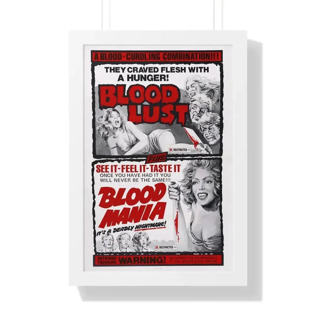 BLOOD LUST & BLOOD MANIA 1970 - Framed Movie Poster - The Sticker Space