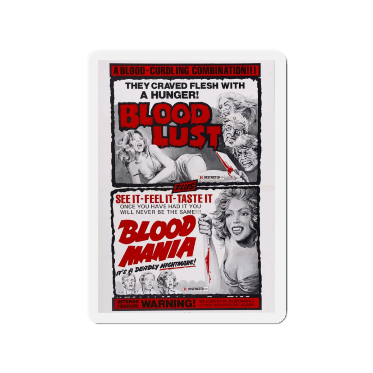 BLOOD LUST & BLOOD MANIA 1970 Movie Poster - Die-Cut Magnet-2" x 2"-The Sticker Space