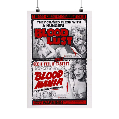 BLOOD LUST & BLOOD MANIA 1970 - Paper Movie Poster-12″ x 18″-The Sticker Space