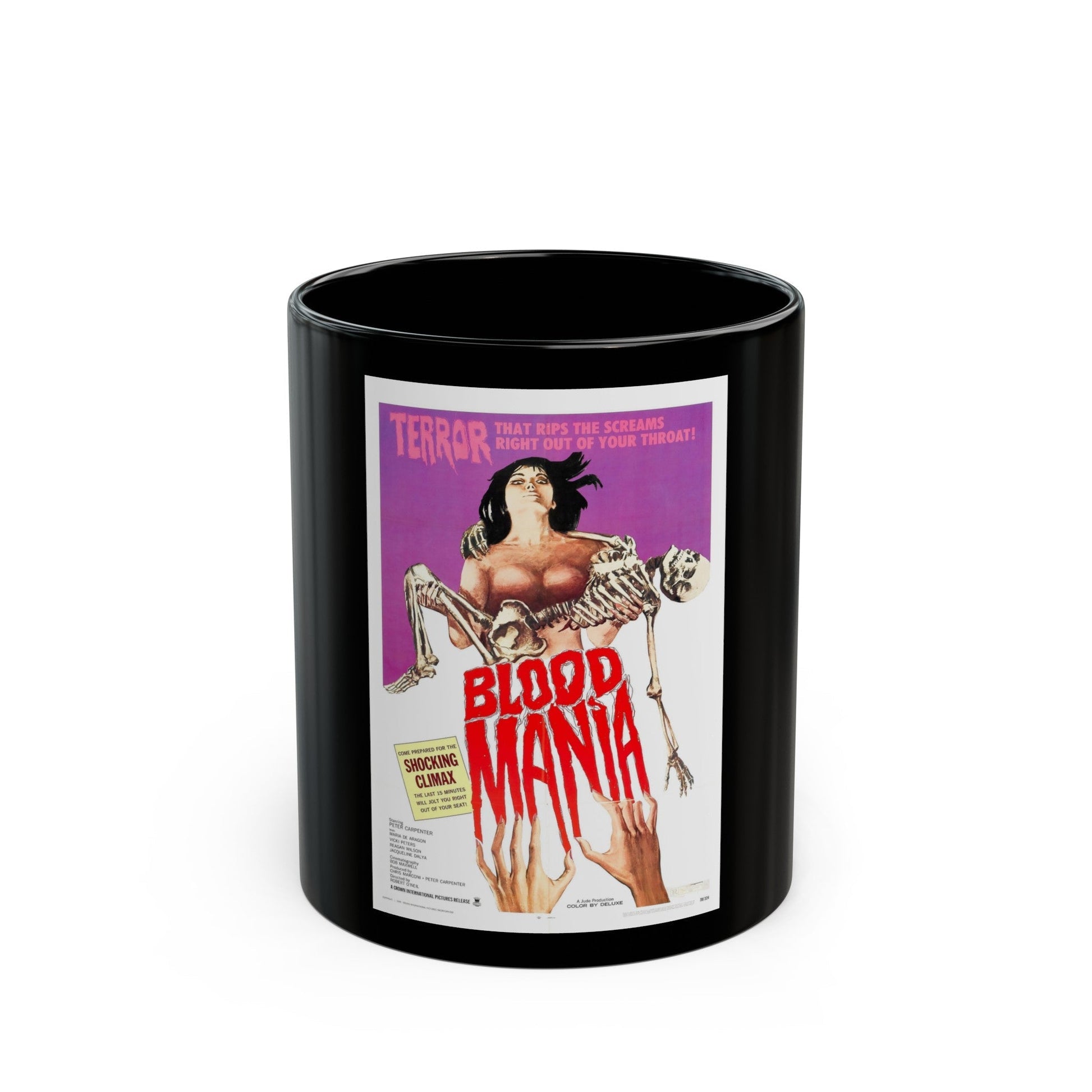 BLOOD MANIA 1970 Movie Poster - Black Coffee Mug-11oz-The Sticker Space