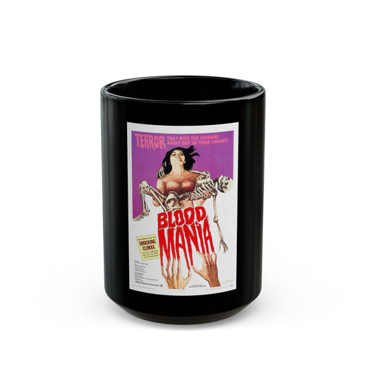 BLOOD MANIA 1970 Movie Poster - Black Coffee Mug-15oz-The Sticker Space