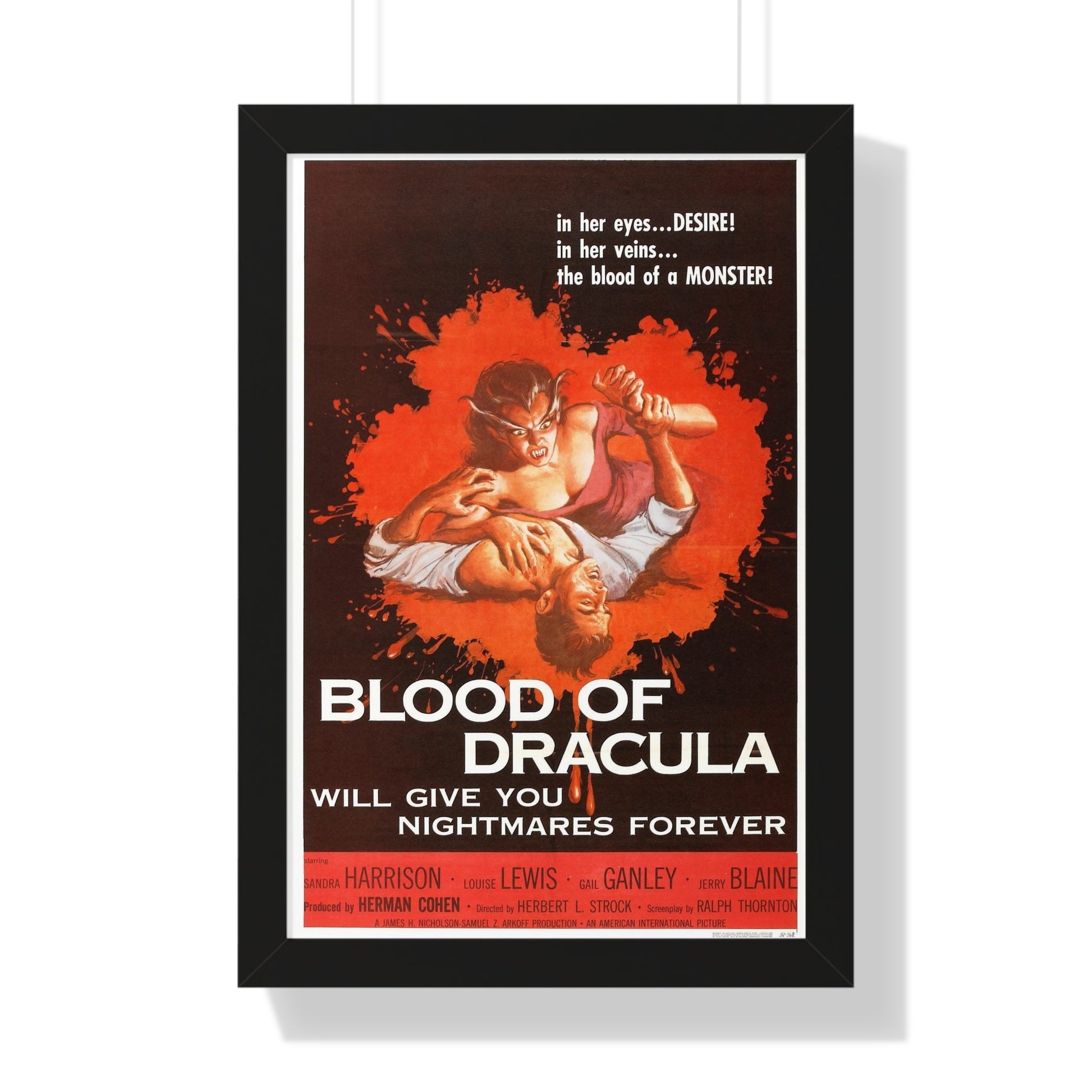 BLOOD OF DRACULA 1957 - Framed Movie Poster-16″ x 24″-The Sticker Space