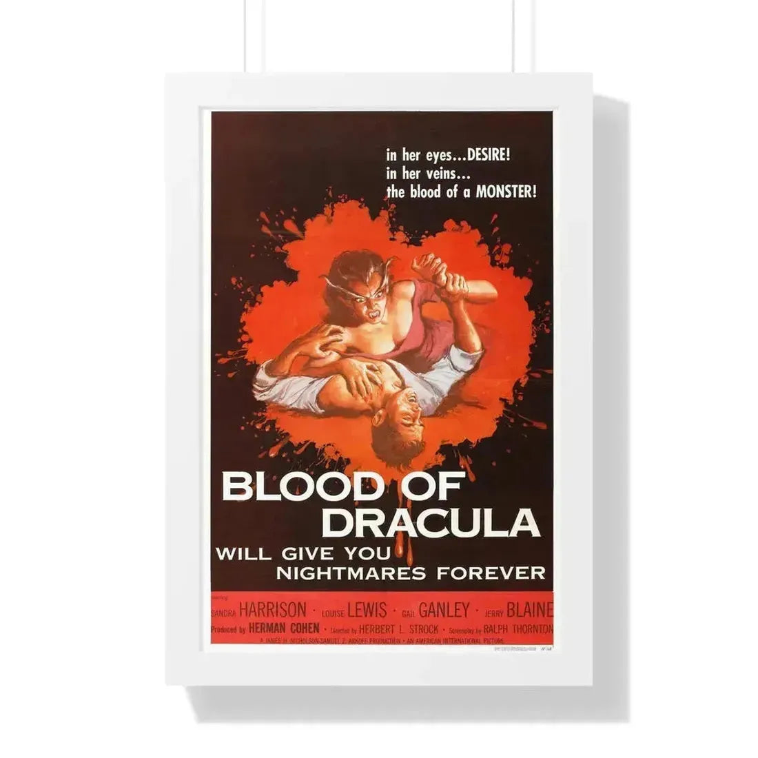 BLOOD OF DRACULA 1957 - Framed Movie Poster 16″ x 24″ White - The Sticker Space