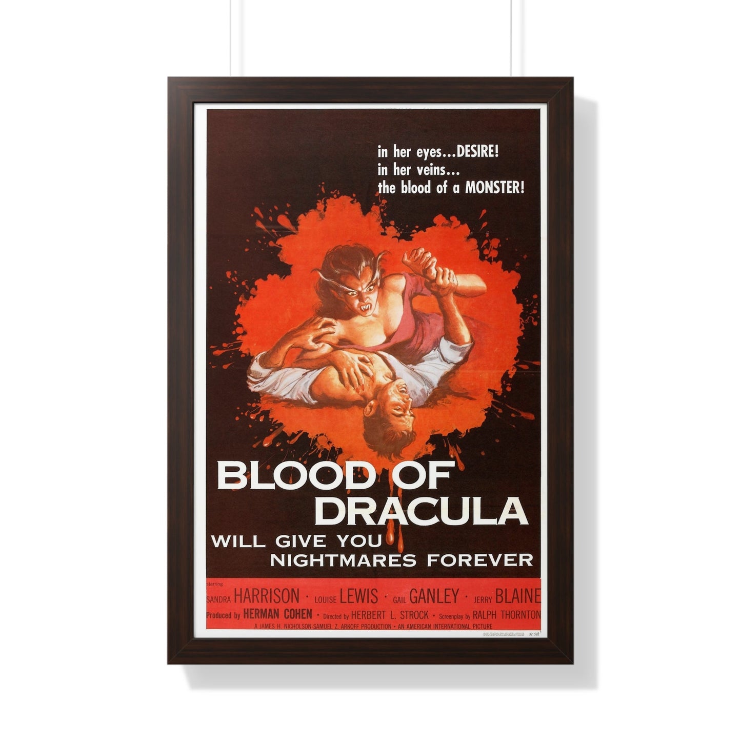 BLOOD OF DRACULA 1957 - Framed Movie Poster-20" x 30"-The Sticker Space