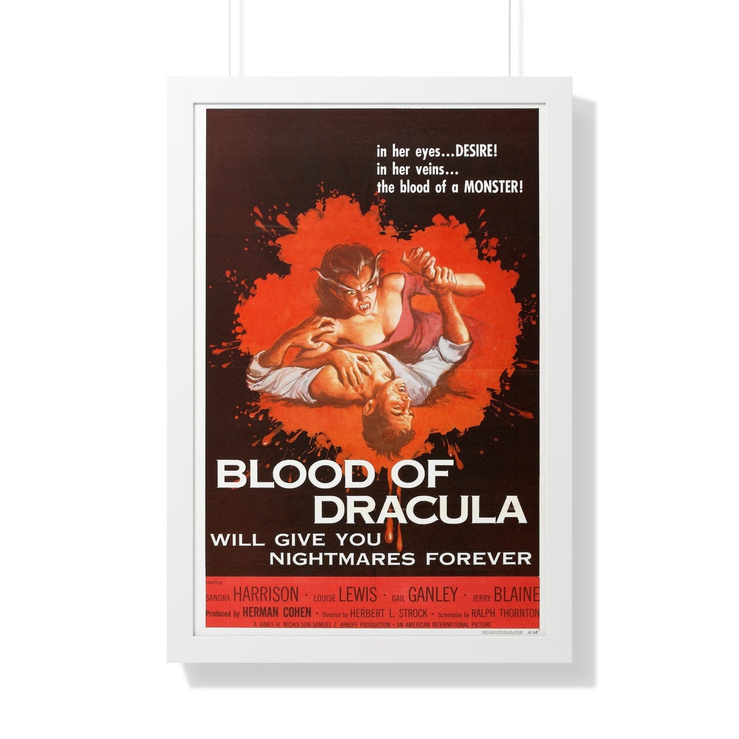 BLOOD OF DRACULA 1957 - Framed Movie Poster-20" x 30"-The Sticker Space