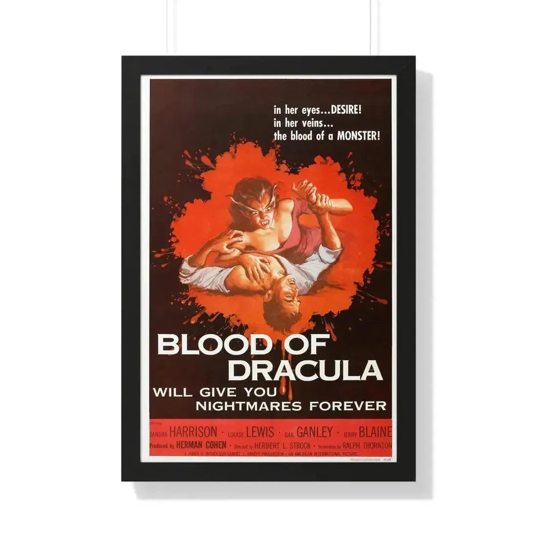 BLOOD OF DRACULA 1957 - Framed Movie Poster - The Sticker Space
