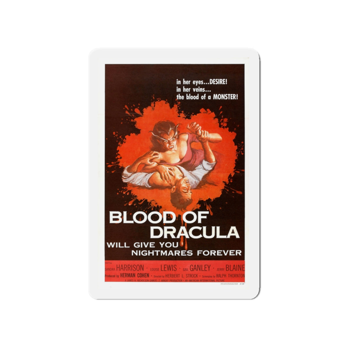 BLOOD OF DRACULA 1957 Movie Poster - Die-Cut Magnet-4" x 4"-The Sticker Space