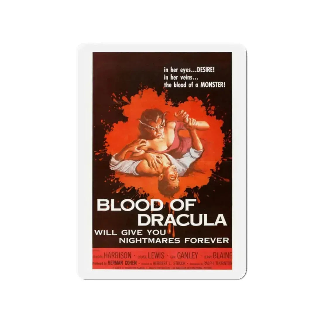 BLOOD OF DRACULA 1957 Movie Poster - Refrigerator Magnet 2 Inch - The Sticker Space