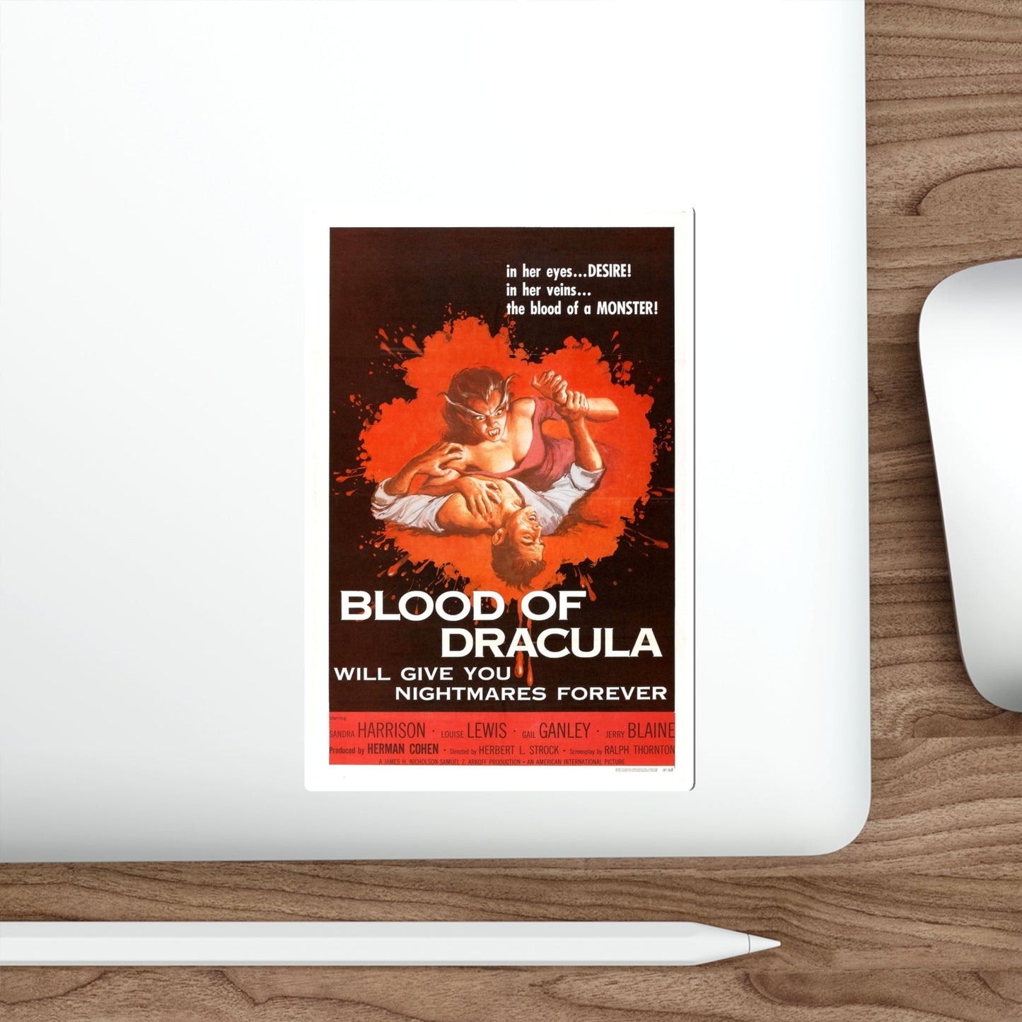 BLOOD OF DRACULA 1957 Movie Poster STICKER Vinyl Die-Cut Decal-The Sticker Space