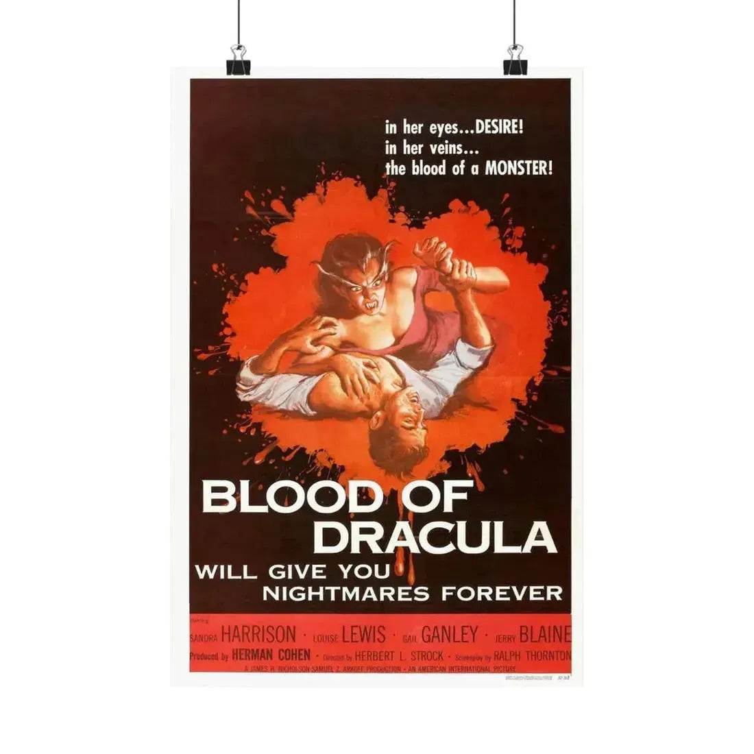 BLOOD OF DRACULA 1957 - Paper Movie Poster 12″ x 18″ Matte - The Sticker Space