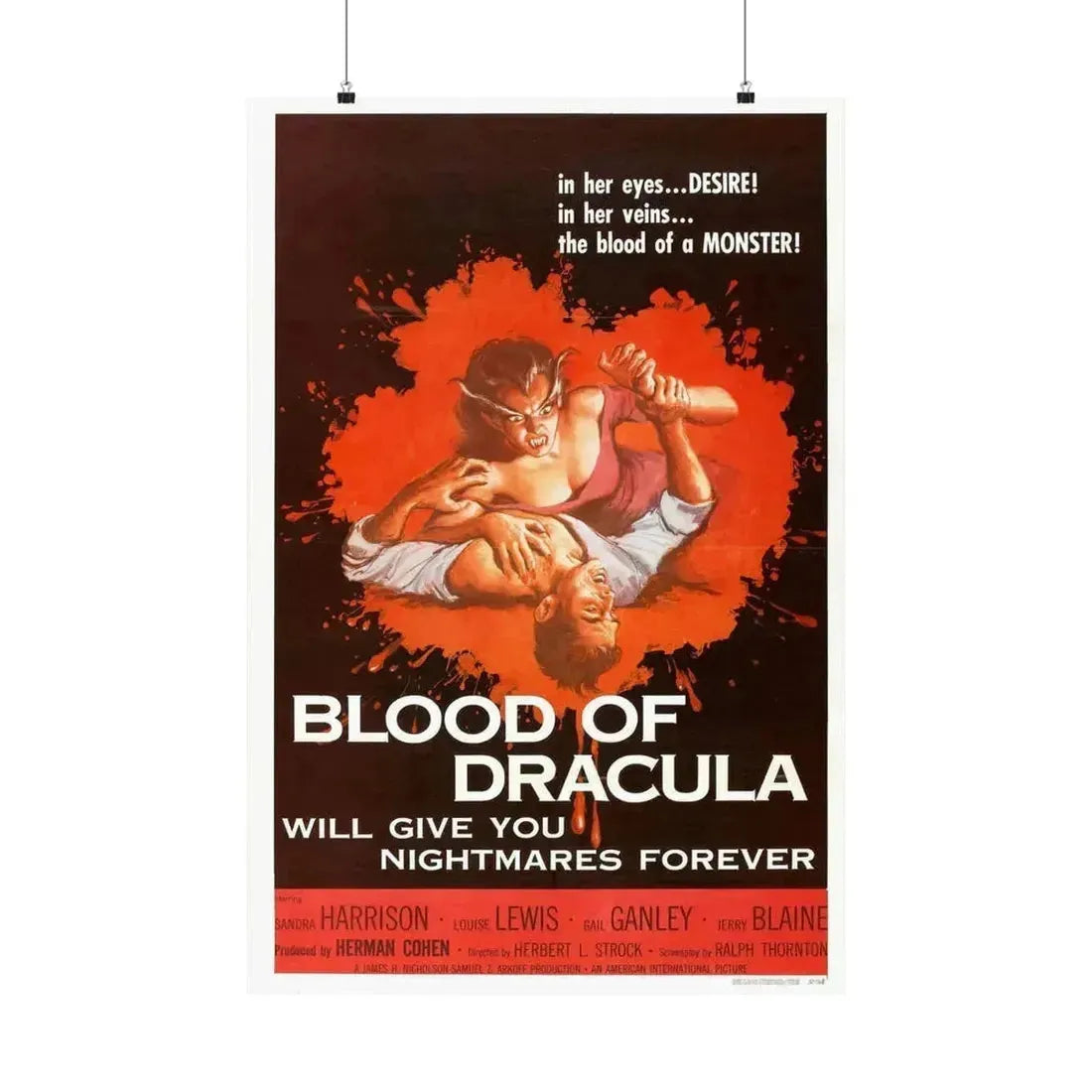 BLOOD OF DRACULA 1957 - Paper Movie Poster 24″ x 36″ Matte - The Sticker Space