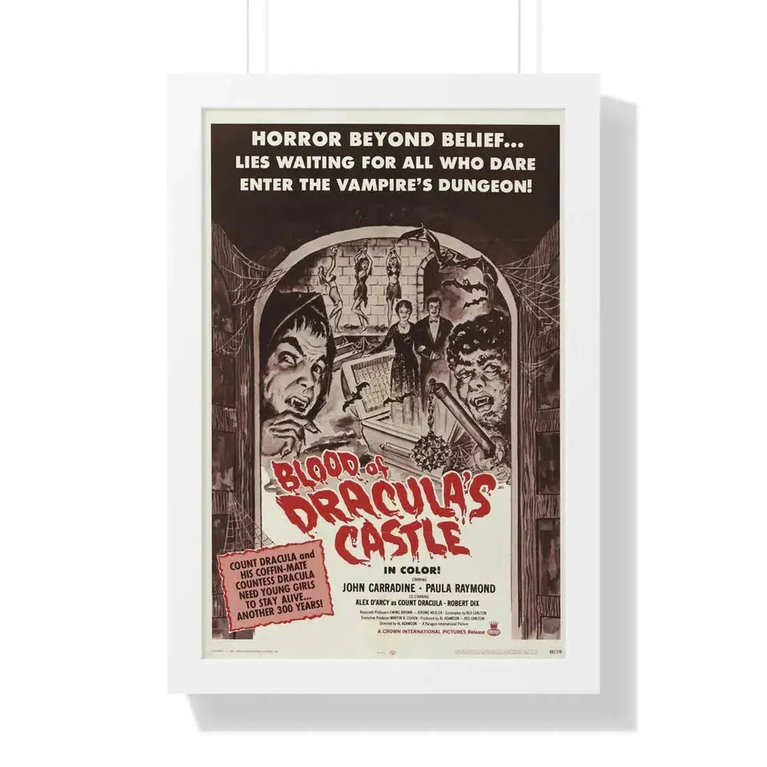 BLOOD OF DRACULA'S CASTLE 1969 - Framed Movie Poster 16″ x 24″ White - The Sticker Space