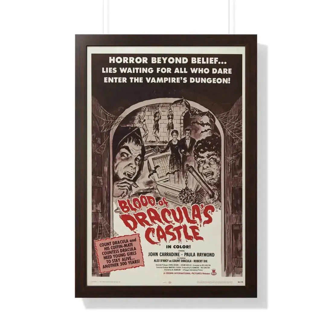 BLOOD OF DRACULA'S CASTLE 1969 - Framed Movie Poster 20" x 30" Walnut - The Sticker Space
