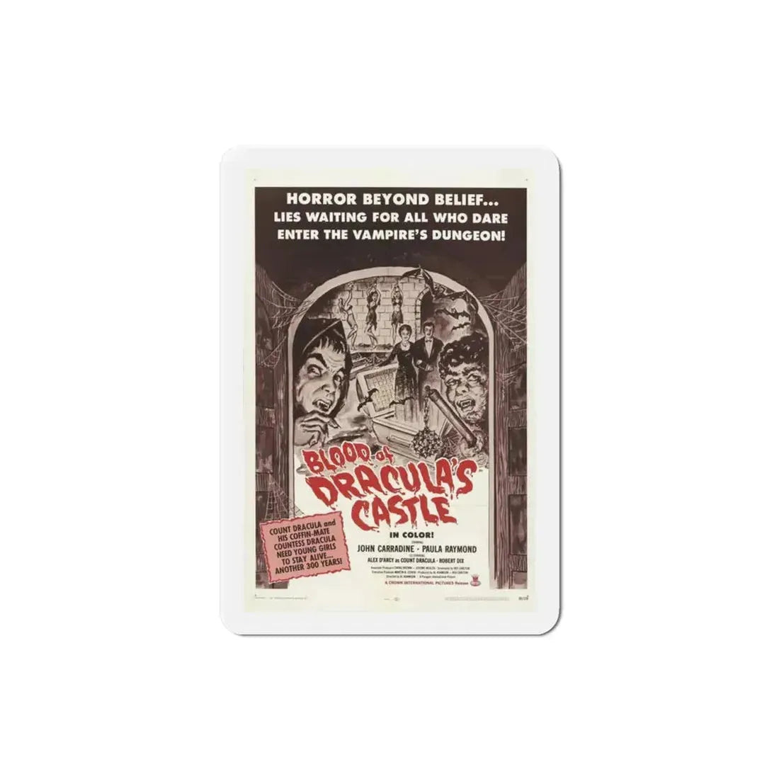 Blood of Dracula's Castle 1969 Movie Poster Refrigerator Magnet 3 Inch - The Sticker Space