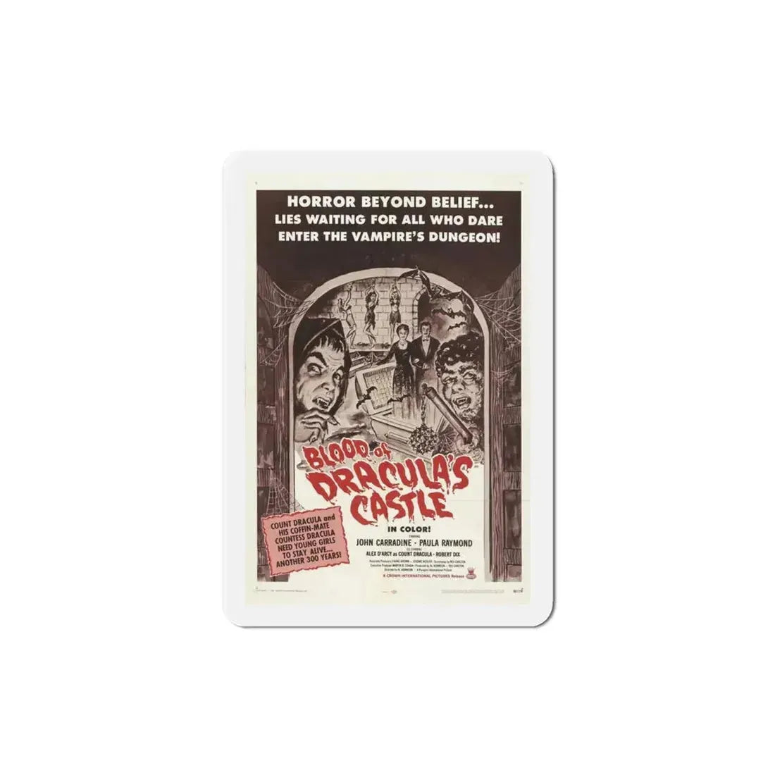 Blood of Dracula's Castle 1969 Movie Poster Refrigerator Magnet 4 Inch - The Sticker Space