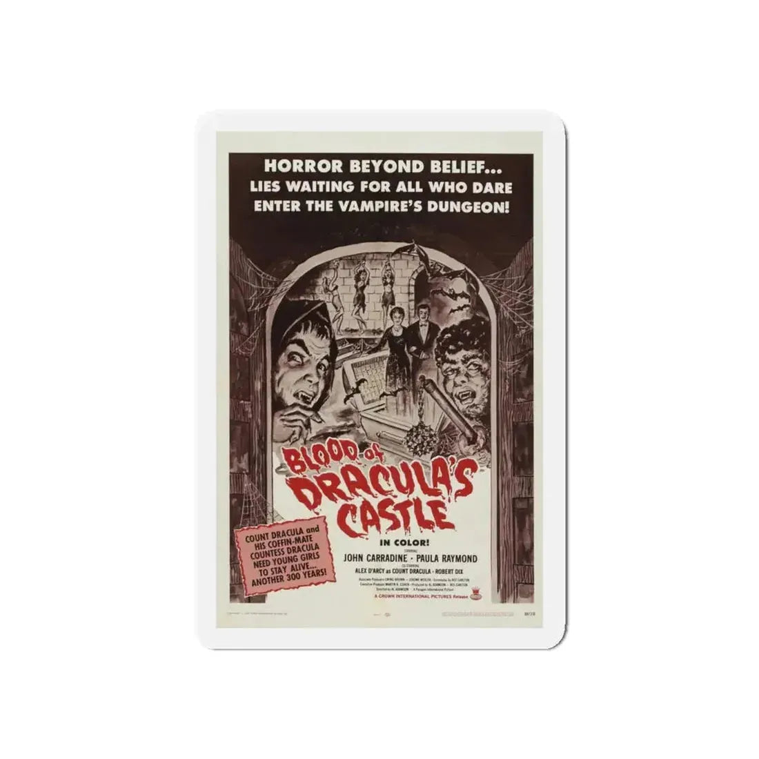 BLOOD OF DRACULA'S CASTLE 1969 Movie Poster - Refrigerator Magnet 5 Inch - The Sticker Space