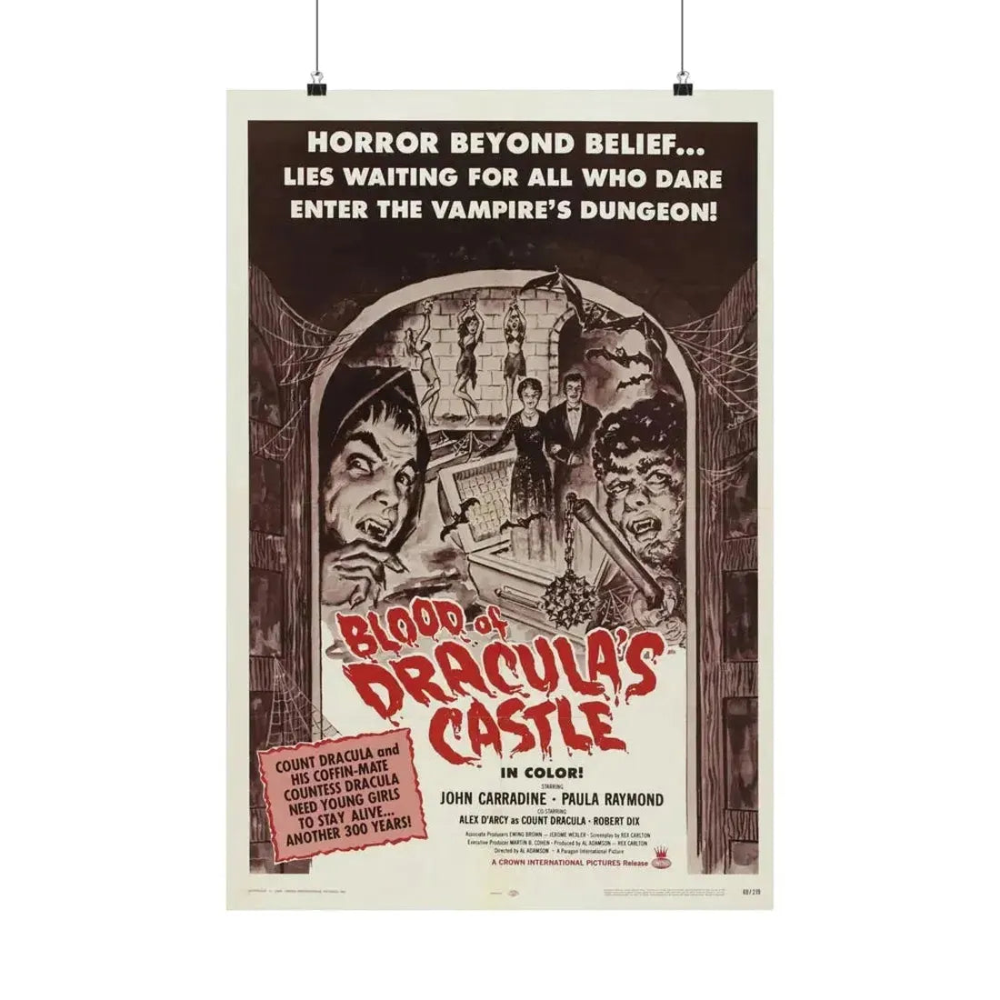 BLOOD OF DRACULA'S CASTLE 1969 - Paper Movie Poster 20″ x 30″ Matte - The Sticker Space
