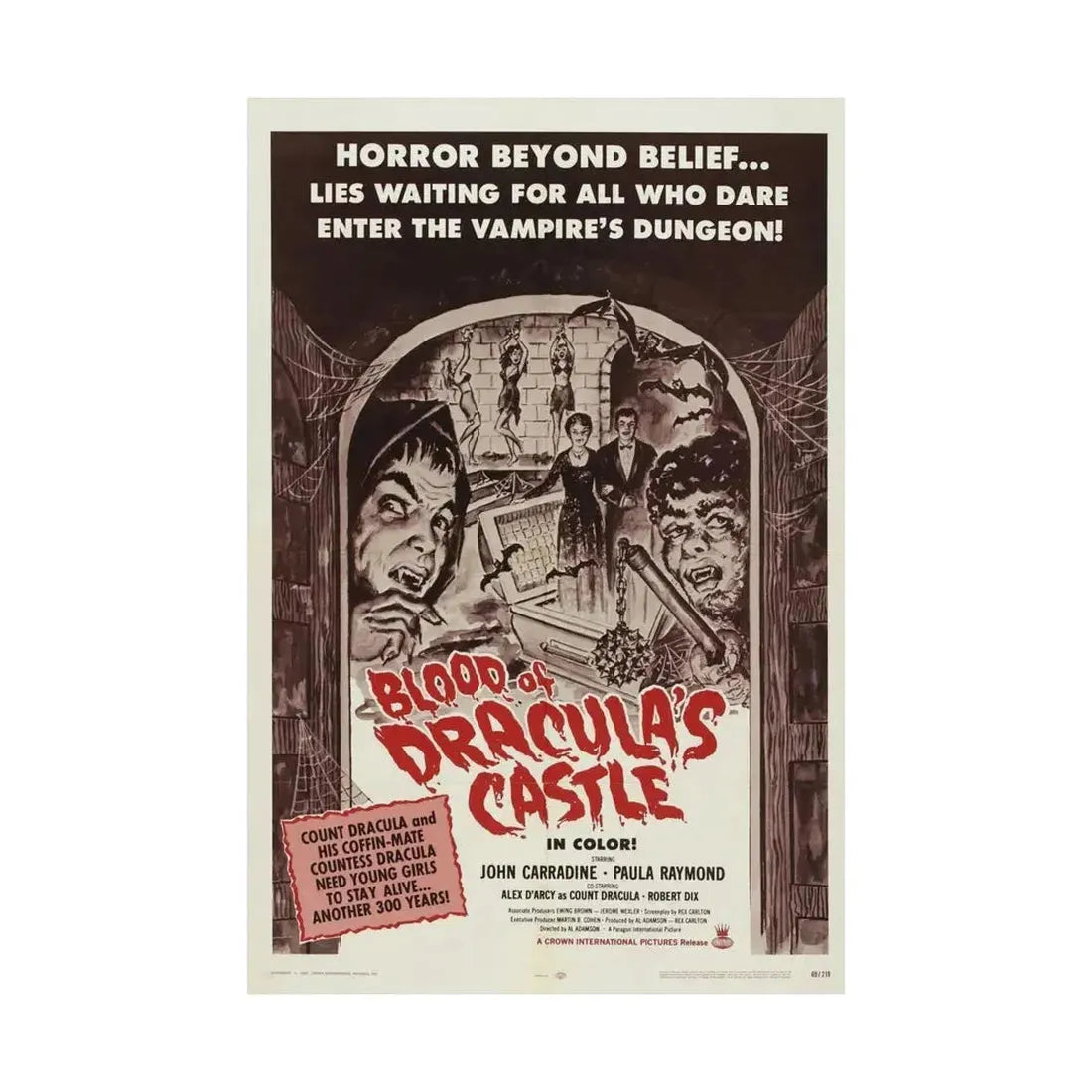 BLOOD OF DRACULA'S CASTLE 1969 - Paper Movie Poster - The Sticker Space