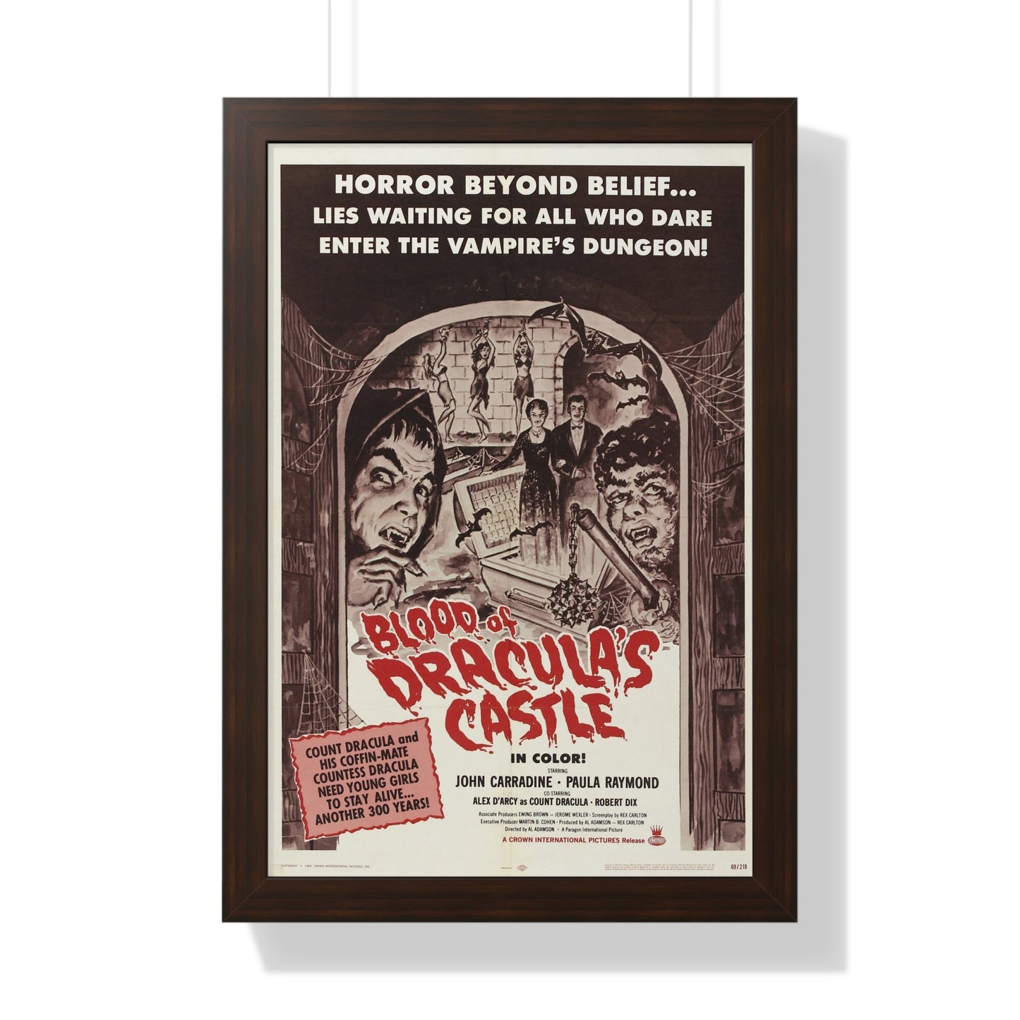 BLOOD OF DRACULA'S CASTLE 1969 - Framed Movie Poster-16″ x 24″-The Sticker Space