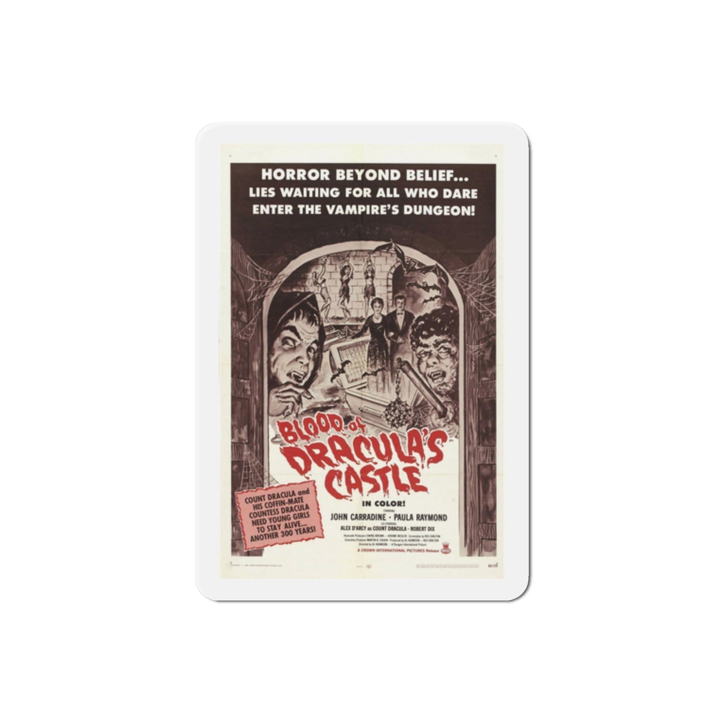 Blood of Dracula's Castle 1969 Movie Poster Die-Cut Magnet-2 Inch-The Sticker Space