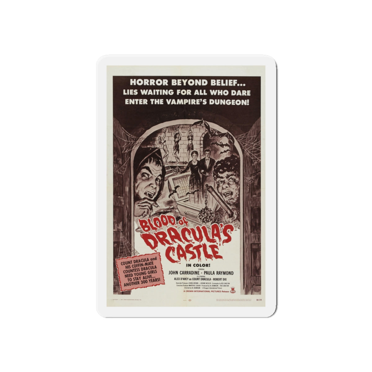 BLOOD OF DRACULA'S CASTLE 1969 Movie Poster - Die-Cut Magnet-6 × 6"-The Sticker Space