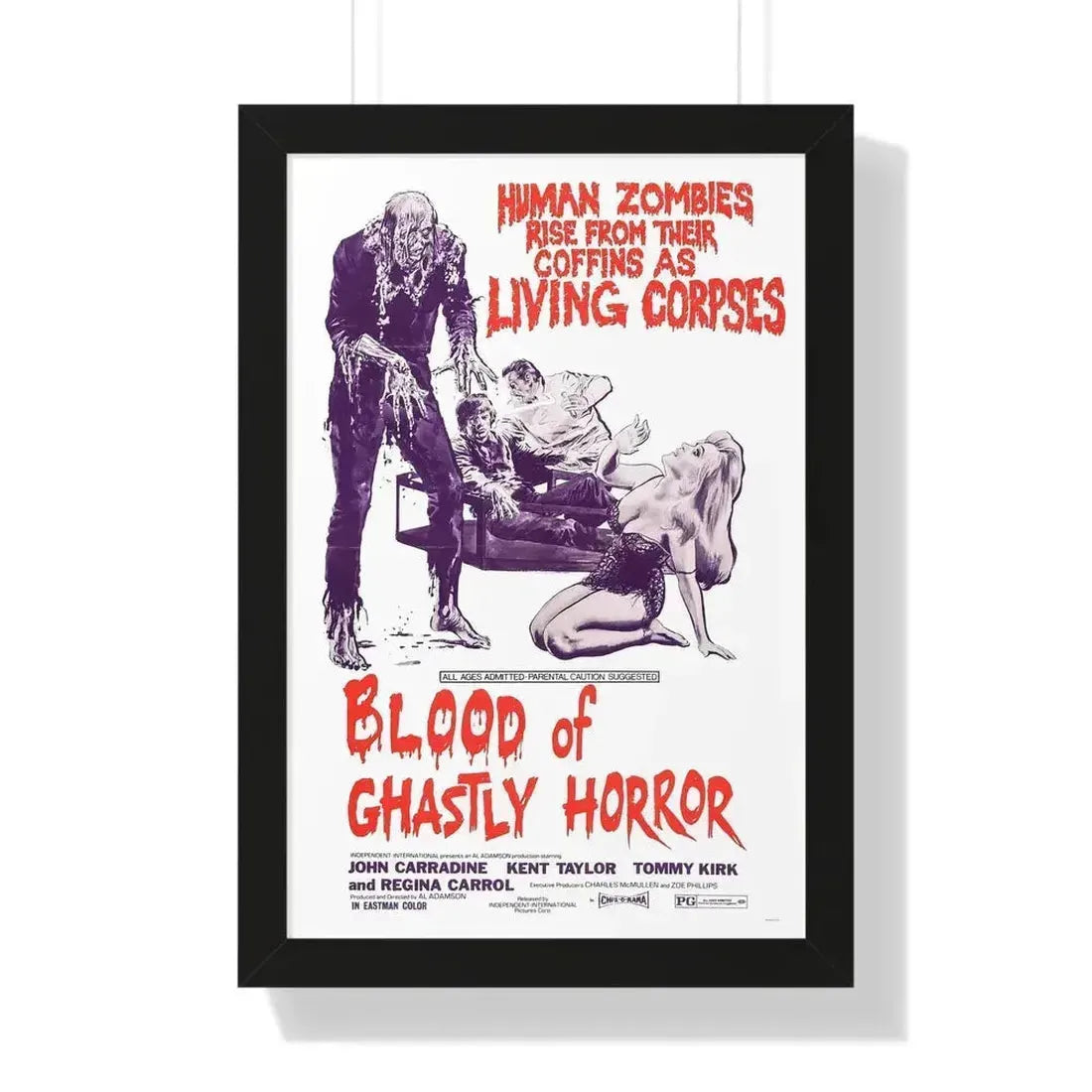 BLOOD OF GHASTLY HORROR 1971 - Framed Movie Poster 16″ x 24″ Black - The Sticker Space