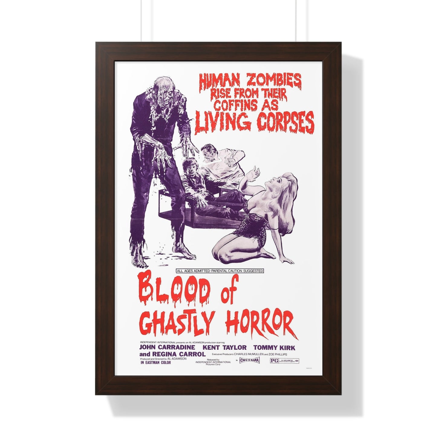 BLOOD OF GHASTLY HORROR 1971 - Framed Movie Poster-16″ x 24″-The Sticker Space