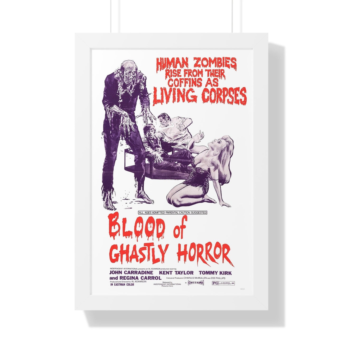 BLOOD OF GHASTLY HORROR 1971 - Framed Movie Poster-16″ x 24″-The Sticker Space