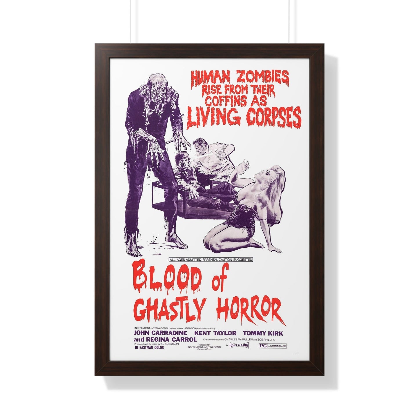 BLOOD OF GHASTLY HORROR 1971 - Framed Movie Poster-20" x 30"-The Sticker Space