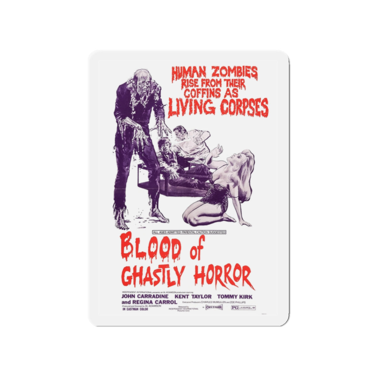 BLOOD OF GHASTLY HORROR 1971 Movie Poster - Die-Cut Magnet-2" x 2"-The Sticker Space