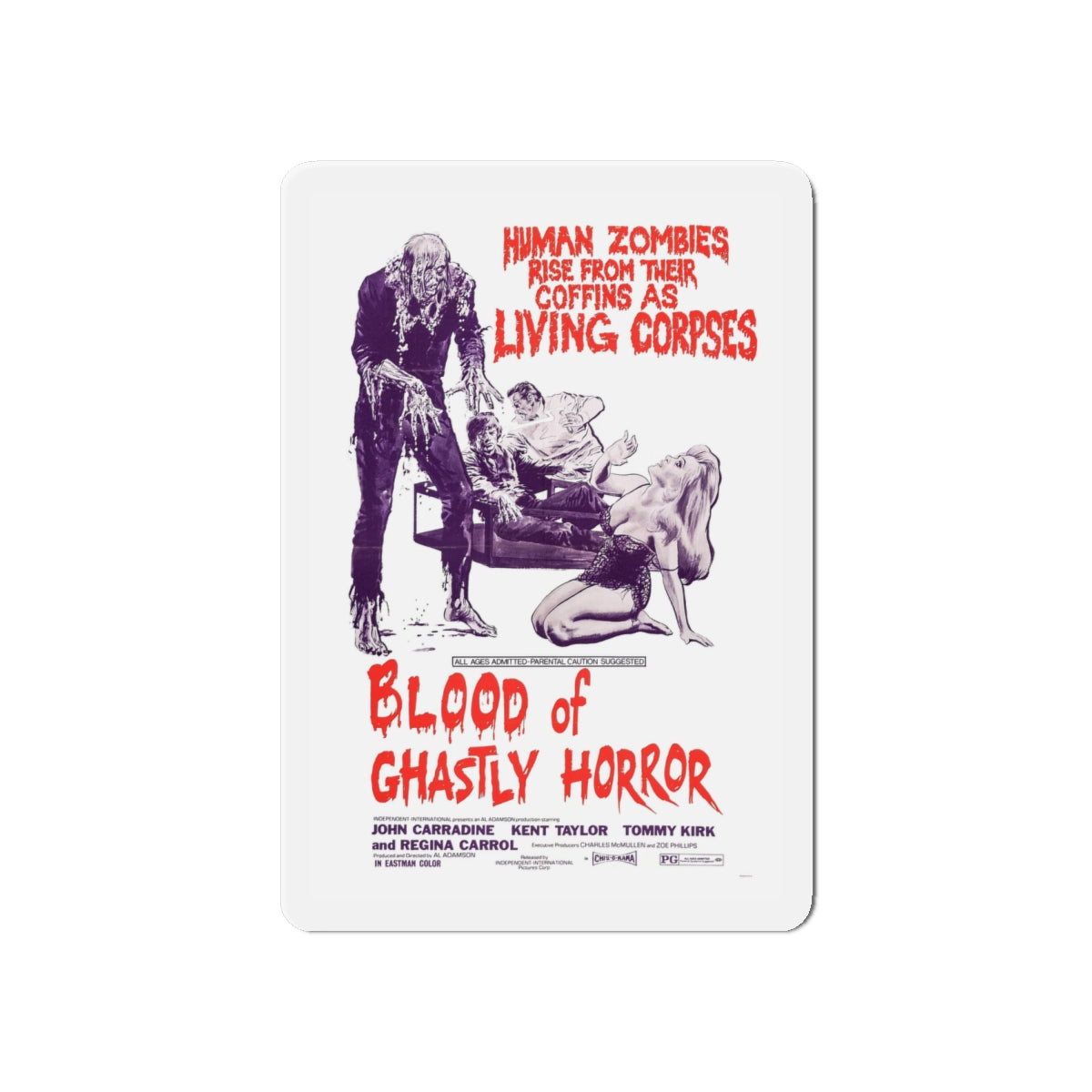 BLOOD OF GHASTLY HORROR 1971 Movie Poster - Die-Cut Magnet-6 × 6"-The Sticker Space