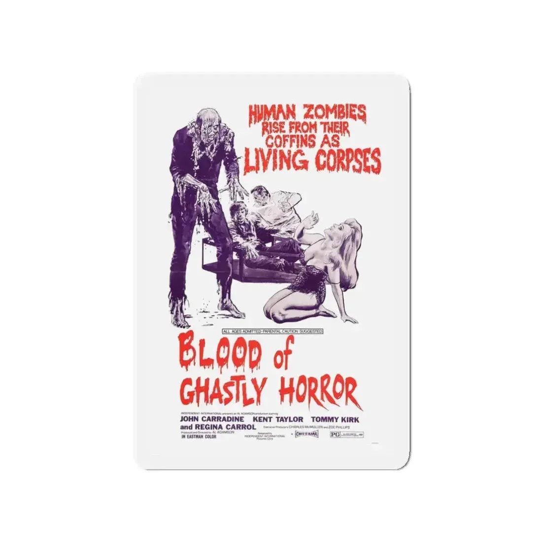 BLOOD OF GHASTLY HORROR 1971 Movie Poster - Refrigerator Magnet 3 Inch - The Sticker Space