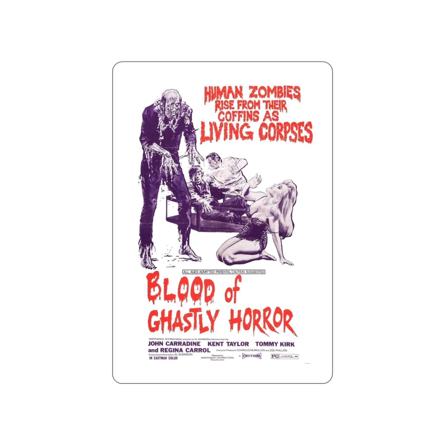 BLOOD OF GHASTLY HORROR 1971 Movie Poster STICKER Vinyl Die-Cut Decal-3 Inch-The Sticker Space