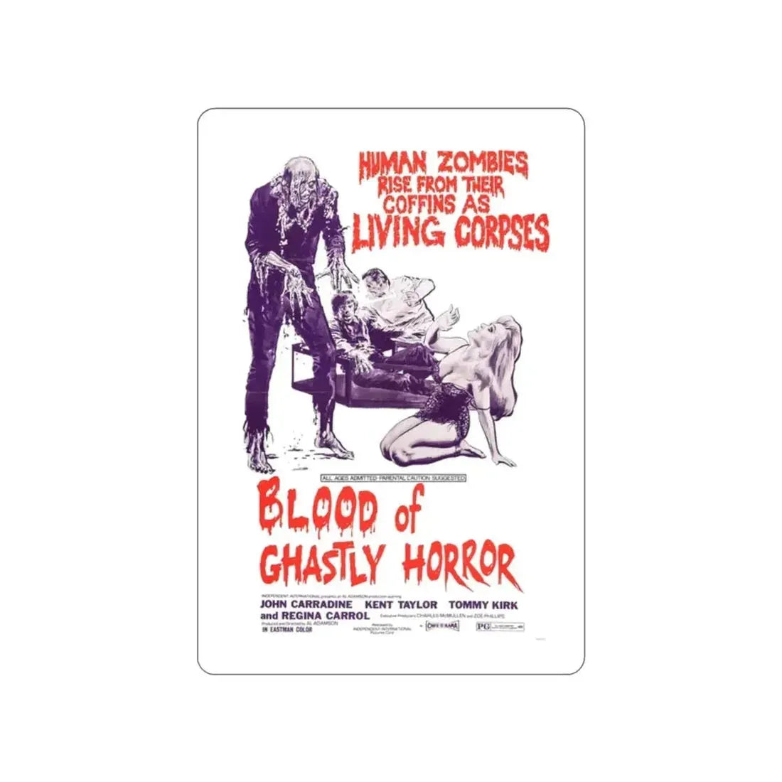 BLOOD OF GHASTLY HORROR 1971 Movie Poster STICKER Vinyl Die-Cut Decal - The Sticker Space