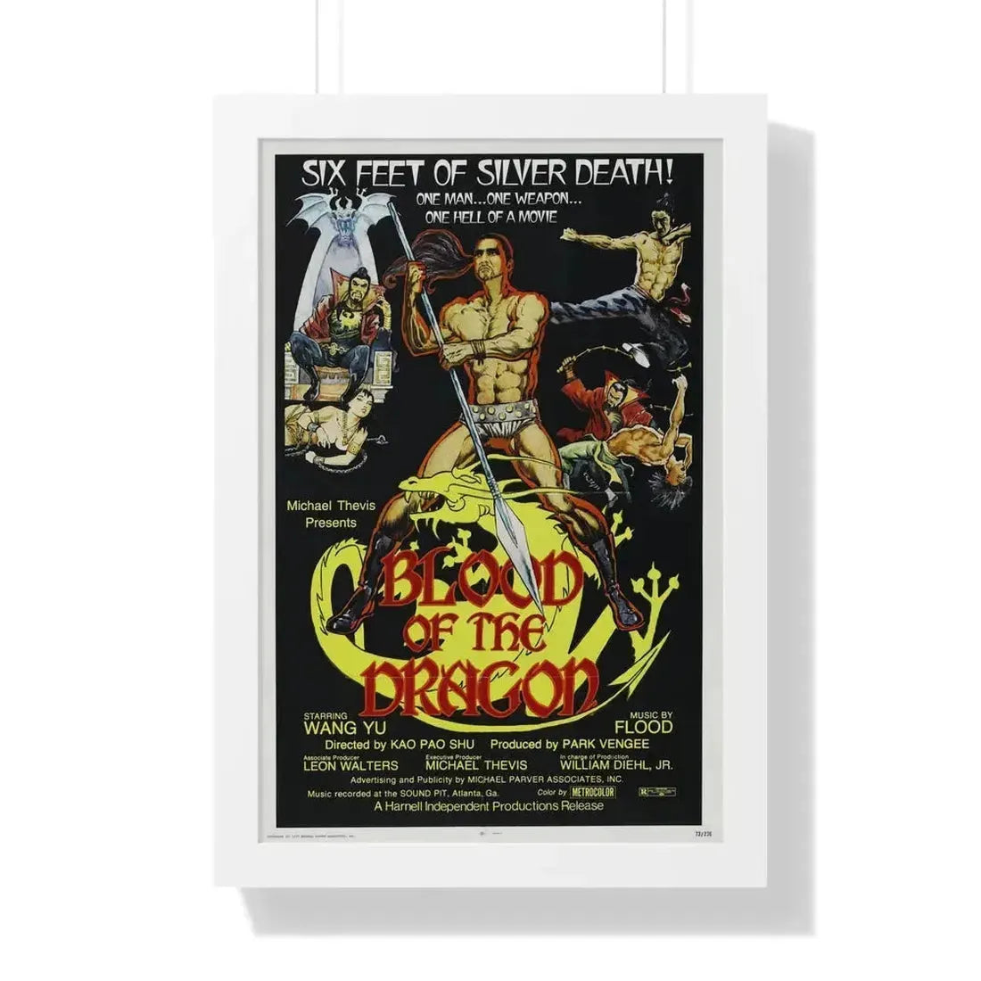 BLOOD OF THE DRAGON 1971 - Framed Movie Poster 16″ x 24″ White - The Sticker Space