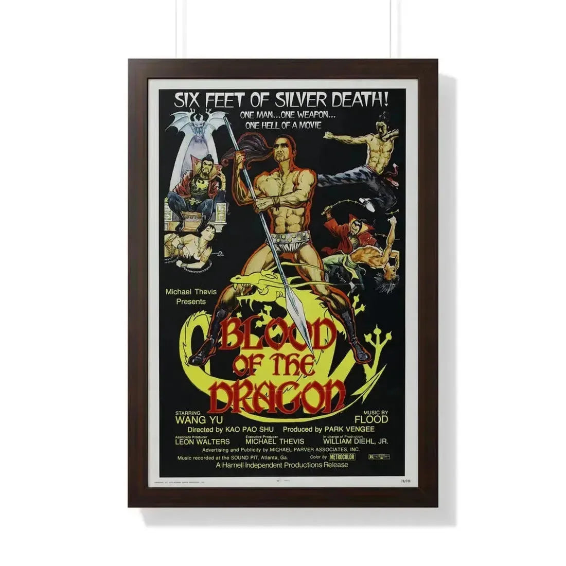 BLOOD OF THE DRAGON 1971 - Framed Movie Poster 20" x 30" Walnut - The Sticker Space