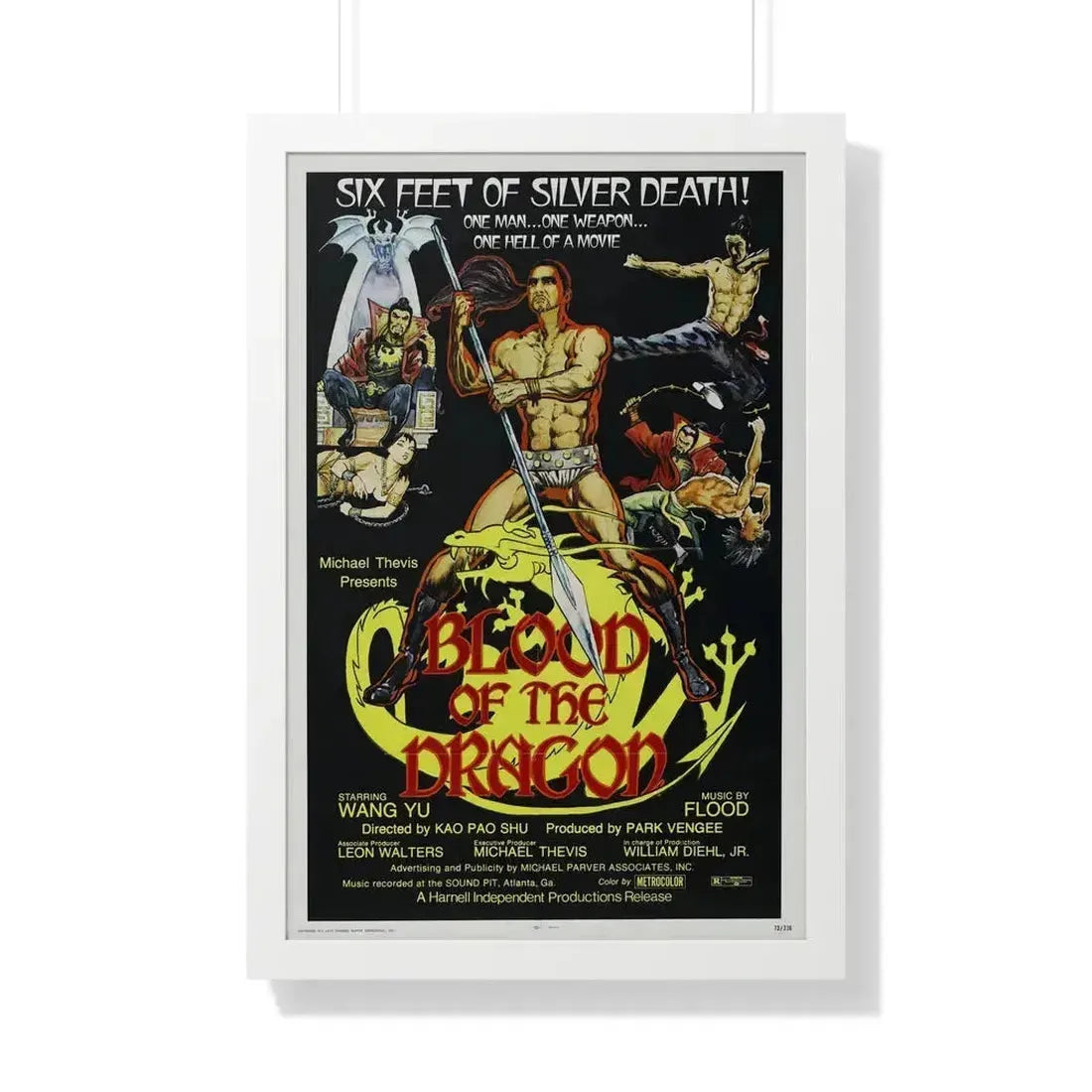 BLOOD OF THE DRAGON 1971 - Framed Movie Poster 20" x 30" White - The Sticker Space