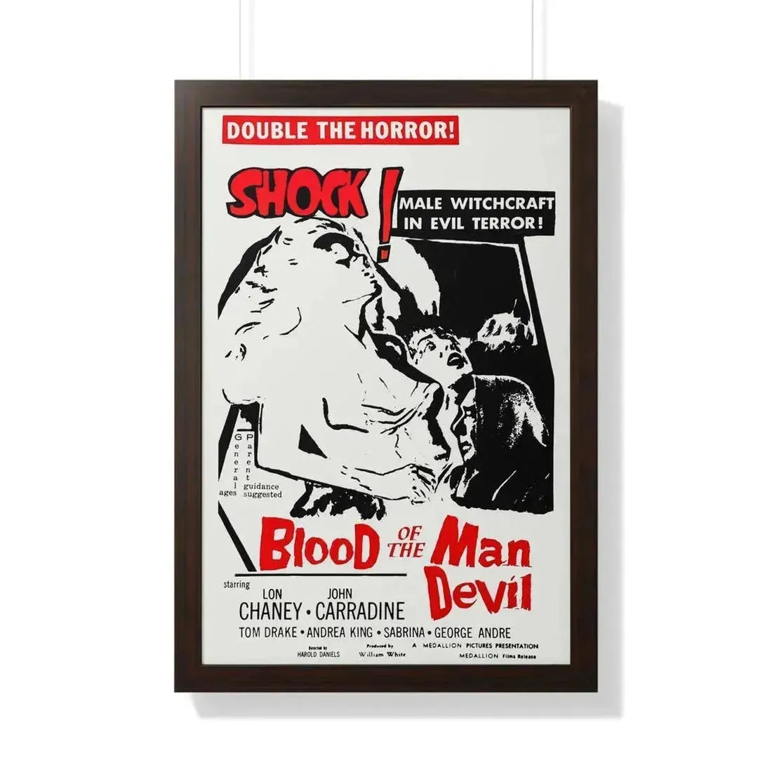 BLOOD OF THE MAN DEVIL (HOUSE OF THE BLACK DEATH) 1965 - Framed Movie Poster 20" x 30" Walnut - The Sticker Space