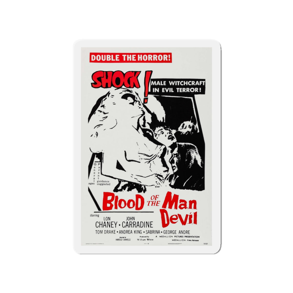 BLOOD OF THE MAN DEVIL (HOUSE OF THE BLACK DEATH) 1965 Movie Poster - Die-Cut Magnet-3" x 3"-The Sticker Space