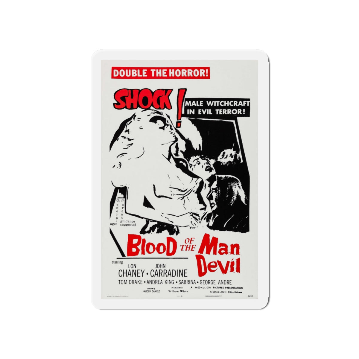 BLOOD OF THE MAN DEVIL (HOUSE OF THE BLACK DEATH) 1965 Movie Poster - Die-Cut Magnet-4" x 4"-The Sticker Space